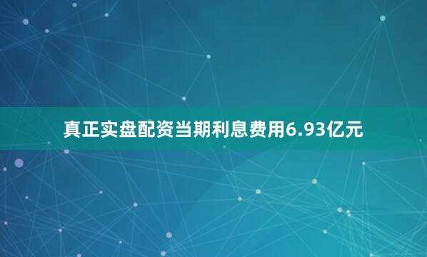 真正实盘配资当期利息费用6.93亿元